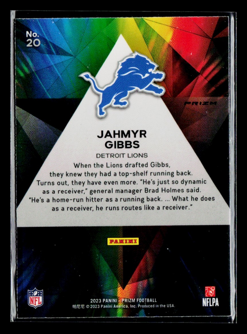 2023 Panini Prizm Prizmatic Jahmyr Gibbs [Green Ice] #20