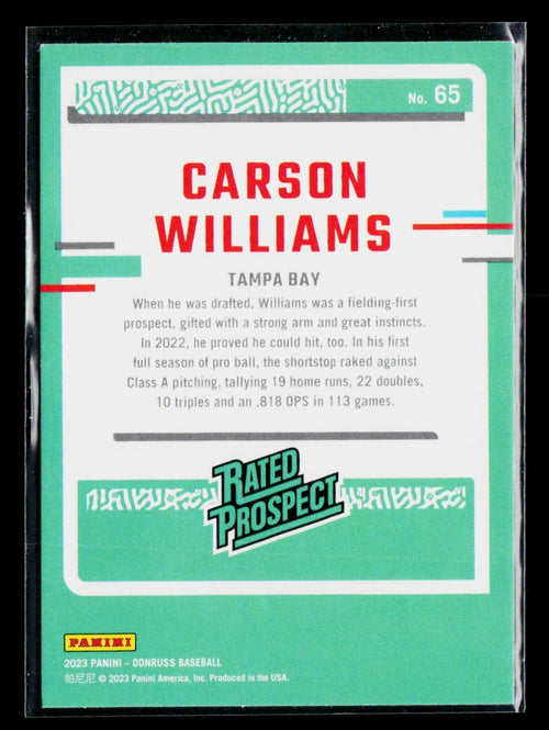 2023 Panini Donruss Carson Williams #65 [Rookie]