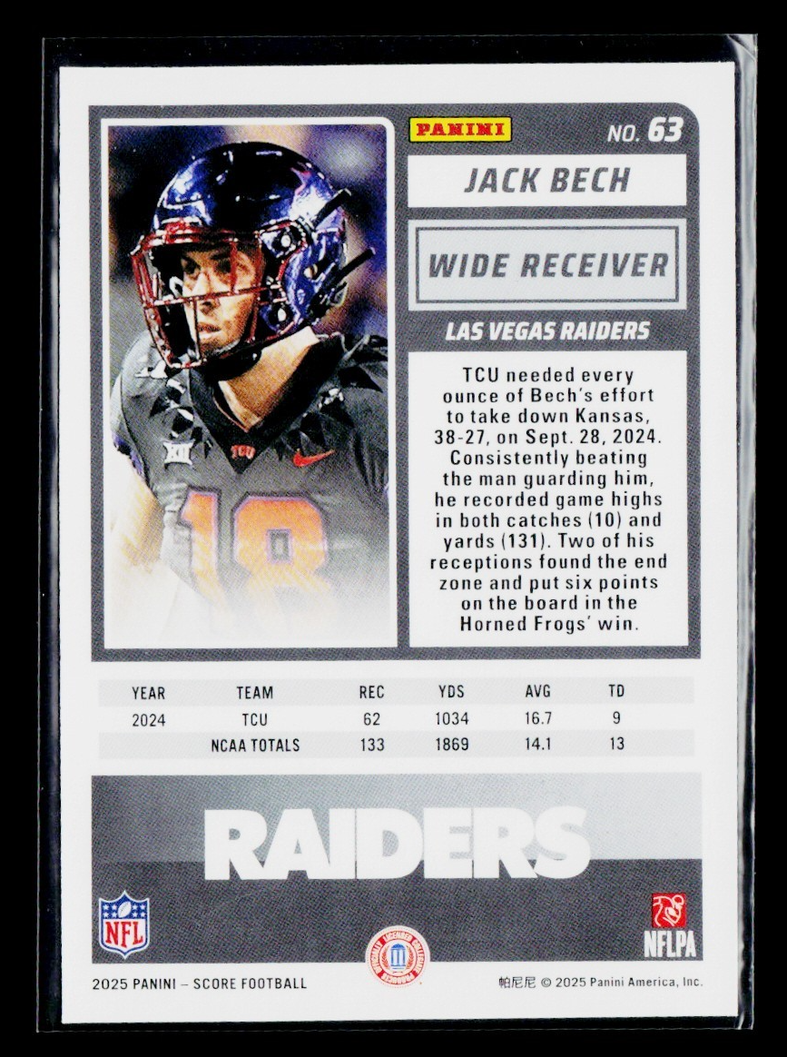 2025 Panini Score Rookie Jack Bech [Green] #63