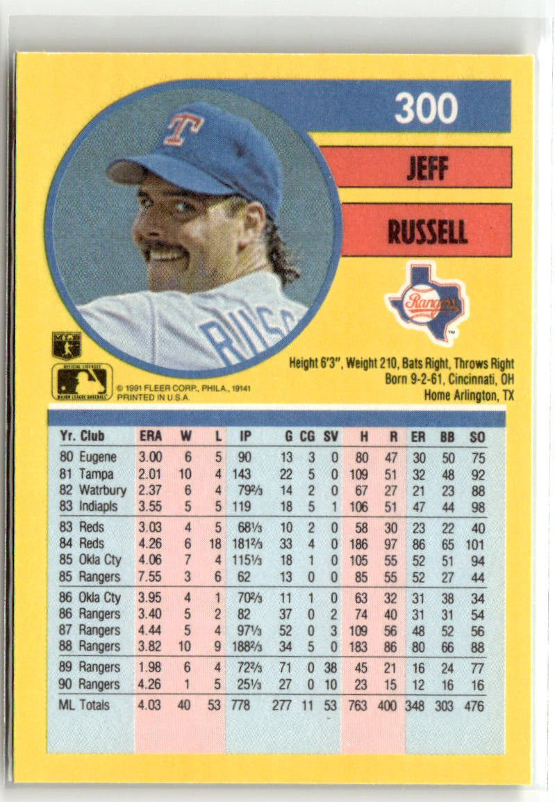 1991 Fleer Jeff Russell #300 back