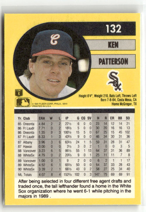 1991 Fleer Ken Patterson #132 back