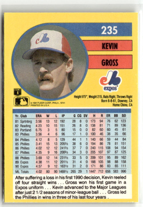 1991 Fleer Kevin Gross #235 back
