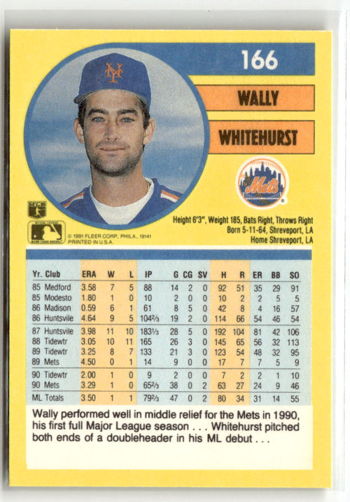 1991 Fleer Wally Whitehurst #166 back
