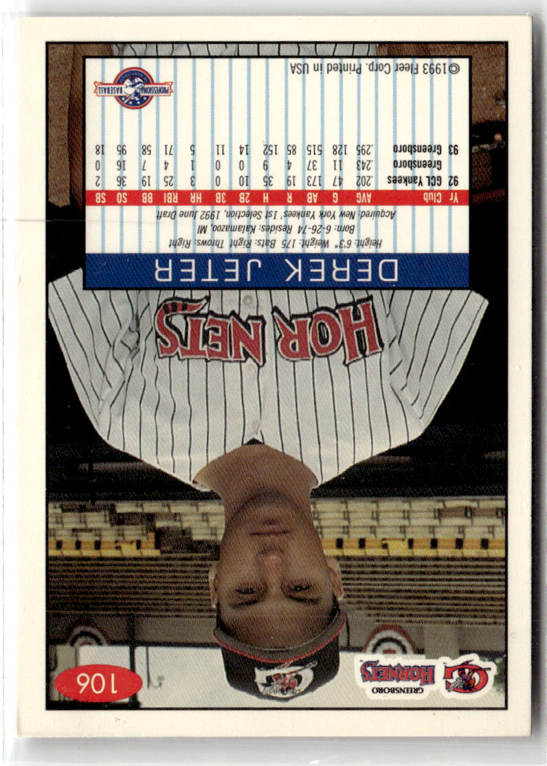1993 Fleer Excel Derek Jeter #106 (RC) back