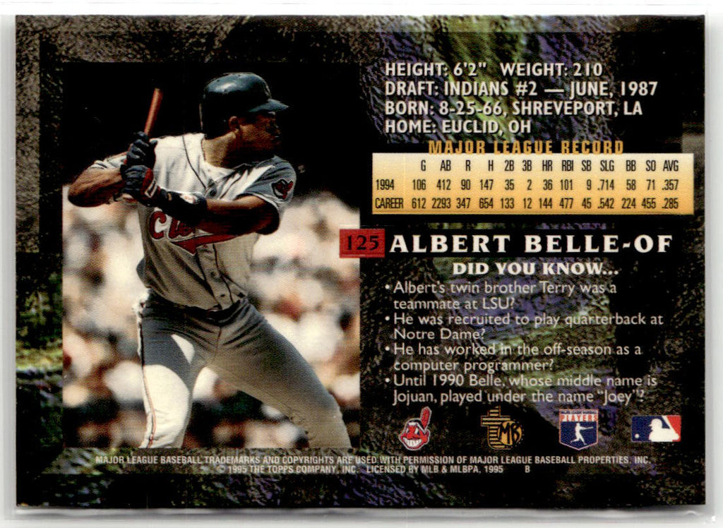 1995 Topps Embossed Albert Belle #125 back