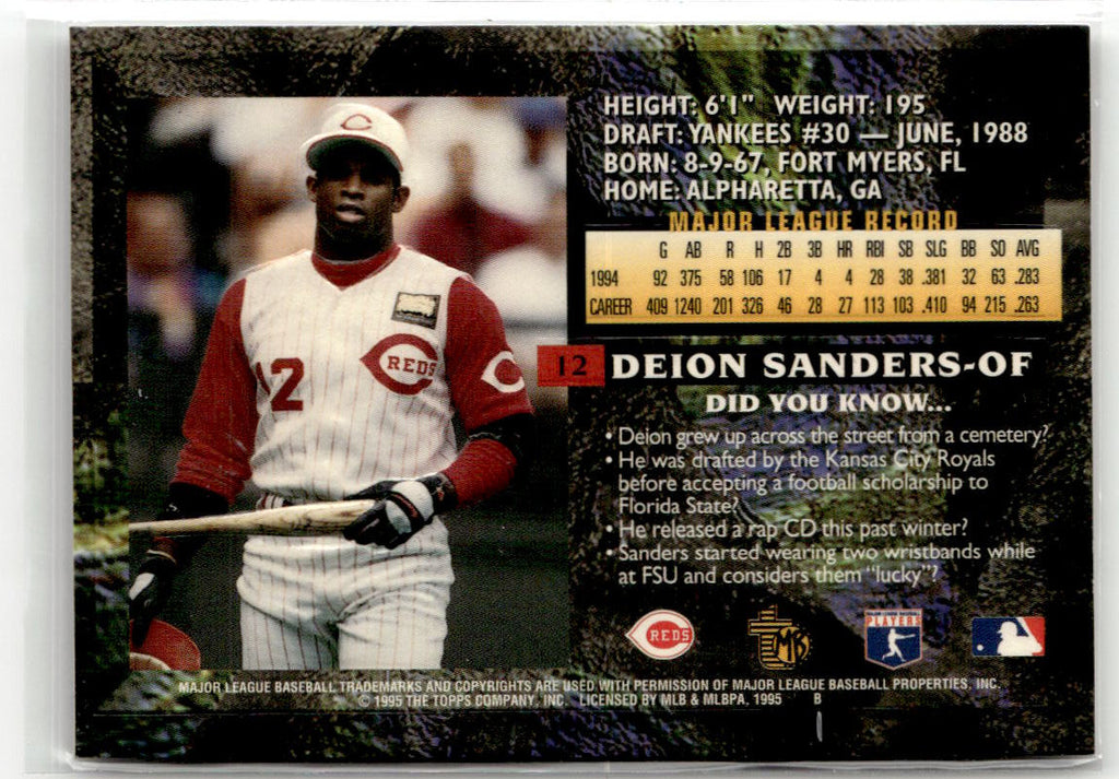 1995 Topps Embossed Deion Sanders #12 (RC) back