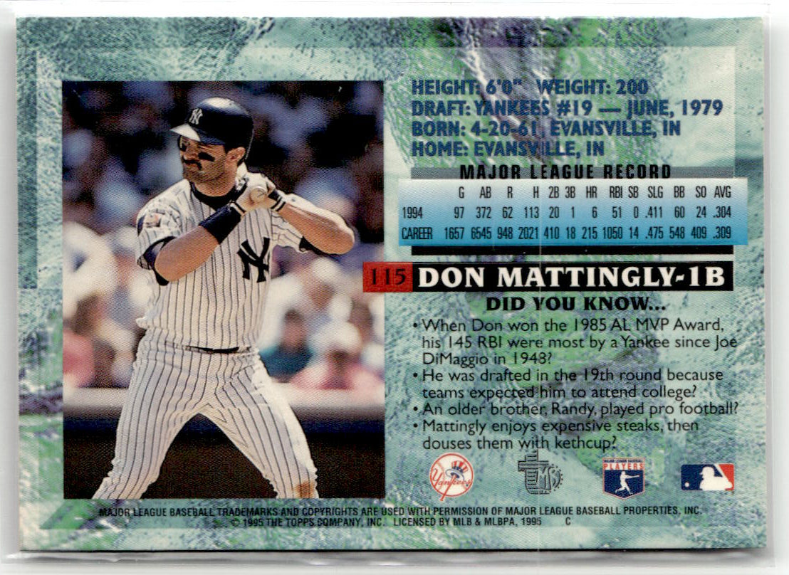 1995 Topps Embossed Don Mattingly #115