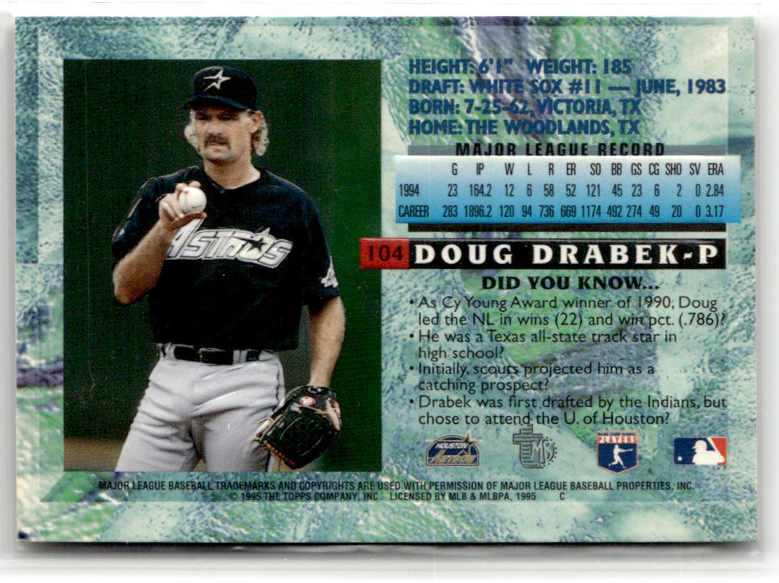 1995 Topps Embossed Doug Drabek #104