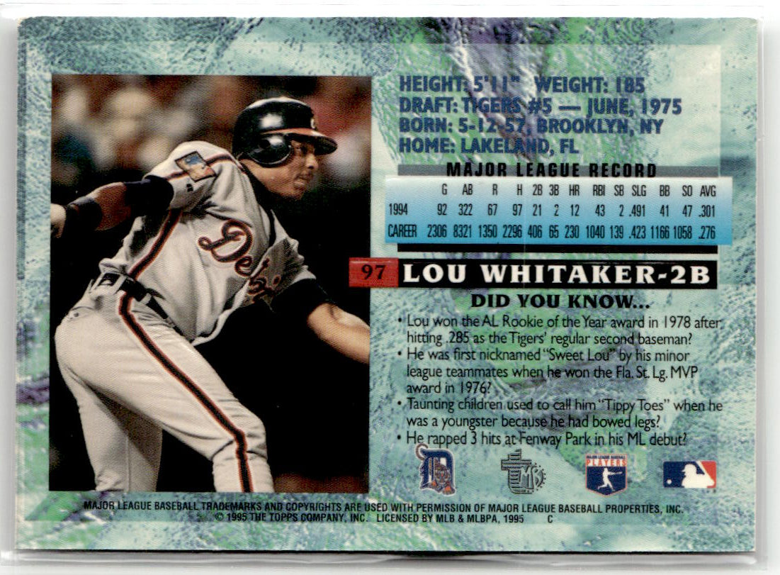 1995 Topps Embossed Lou Whitaker #97