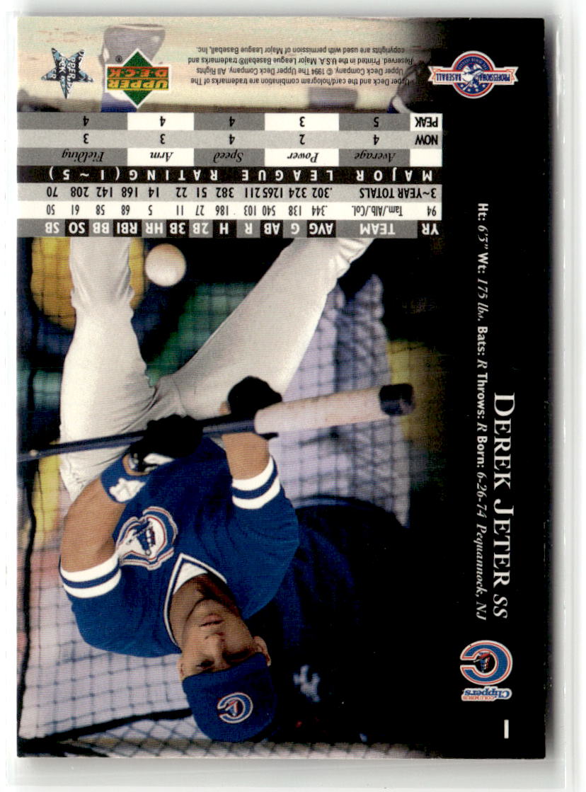 1995 Upper Deck Minor League Derek Jeter #1 (RC) back