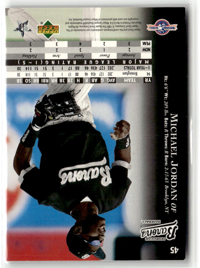 1995 Upper Deck Minor League Michael Jordan #45 back
