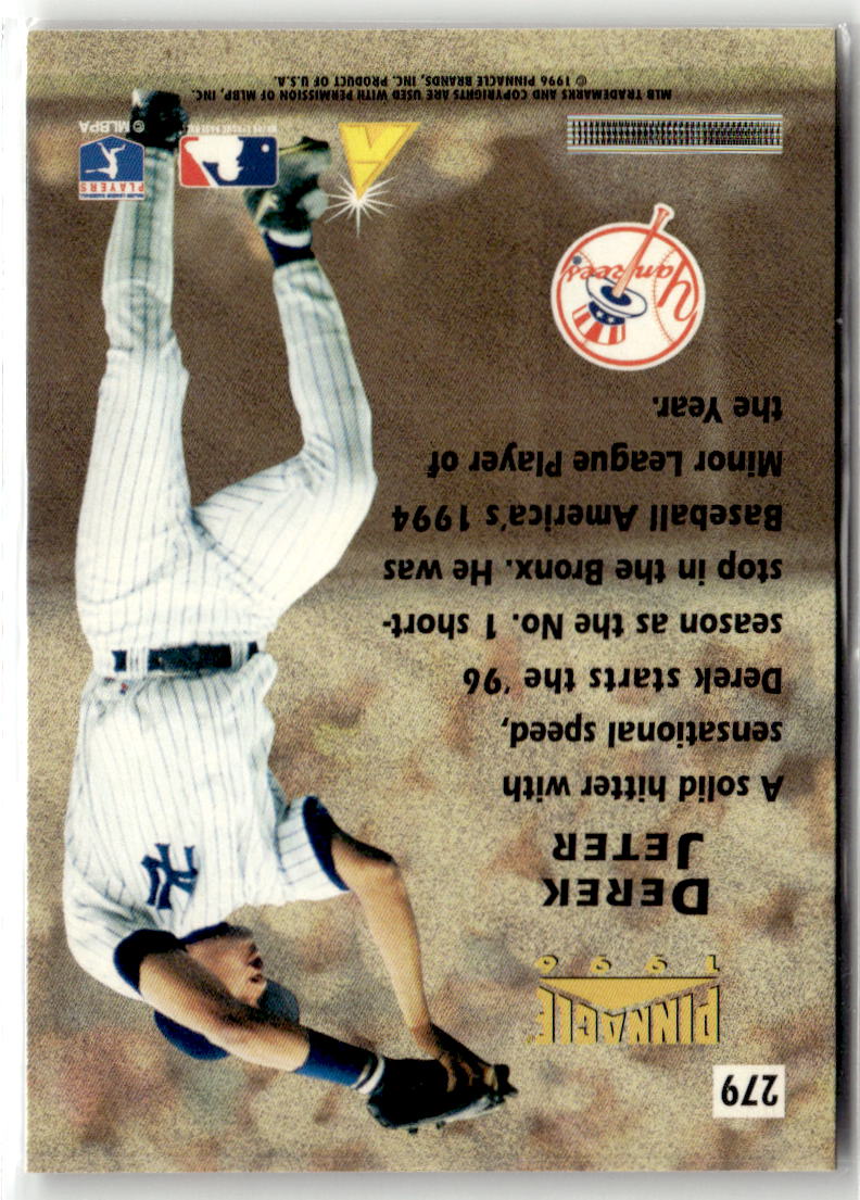 1996 Pinnacle Derek Jeter #279 (RC) back
