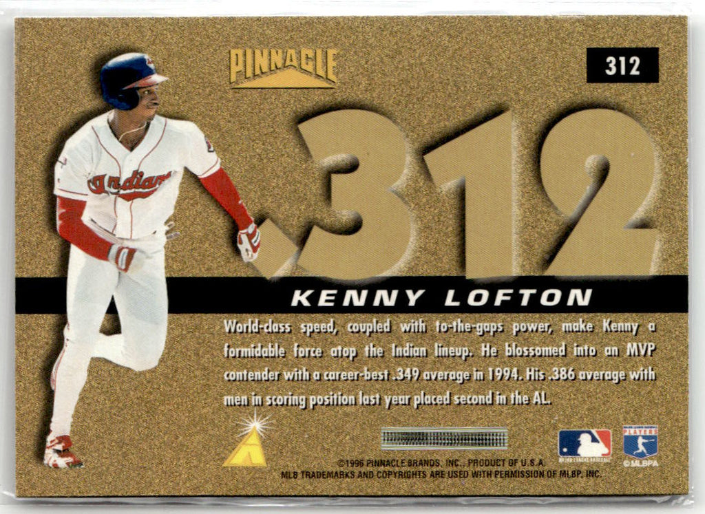 1996 Pinnacle Kenny Lofton #105 back