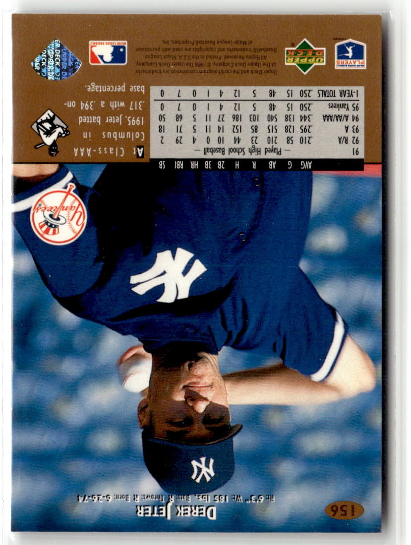 1996 Upper Deck Derek Jeter #156 (RC) back