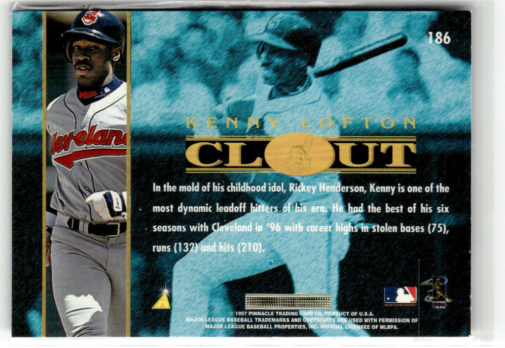 1997 Pinnacle Kenny Lofton #186 back