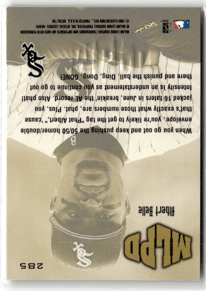 1999 Metal Universe Albert Belle #285 back
