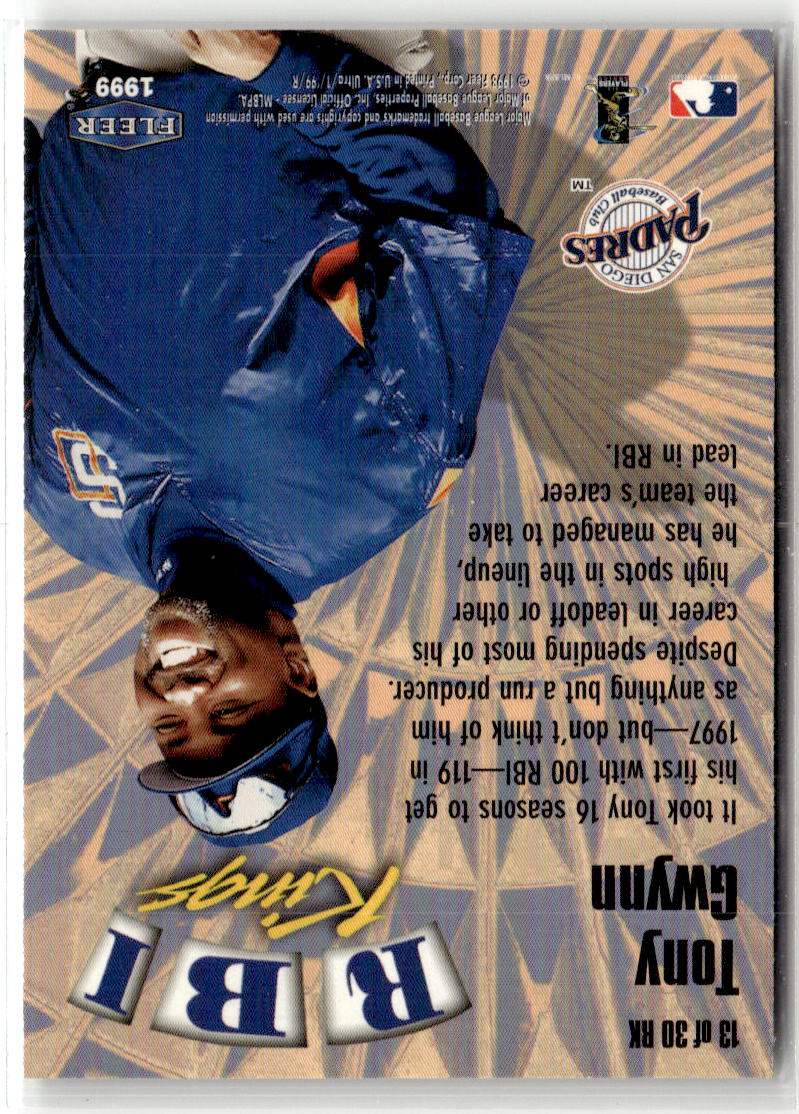 1999 Ultra R.B.I. Kings Tony Gwynn #13 back