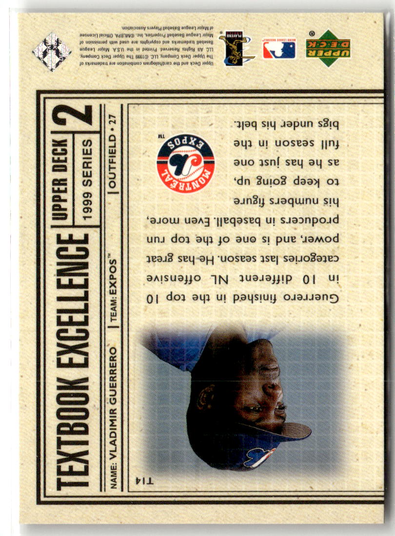 1999 Upper Deck Textbook Excellence Vladimir Guerrero #T14 back