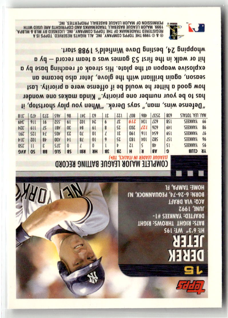 2000 Topps Derek Jeter #15 (RC) back