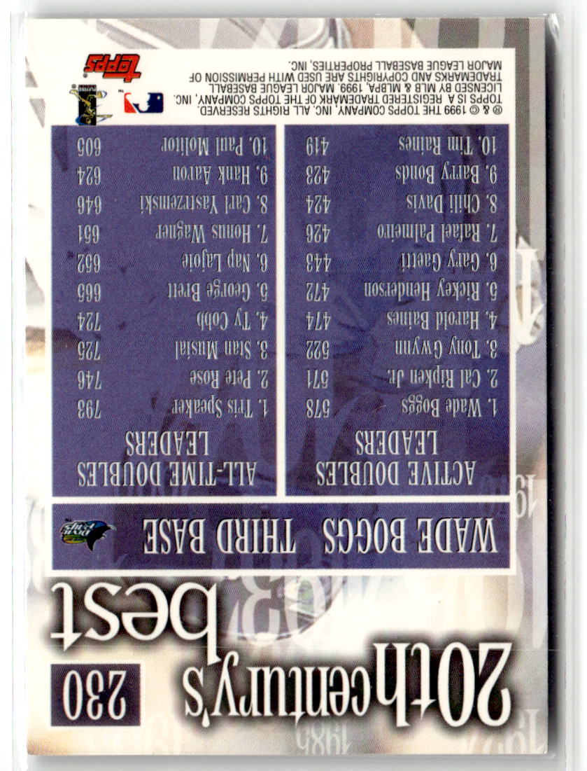 2000 Topps Wade Boggs #230 back