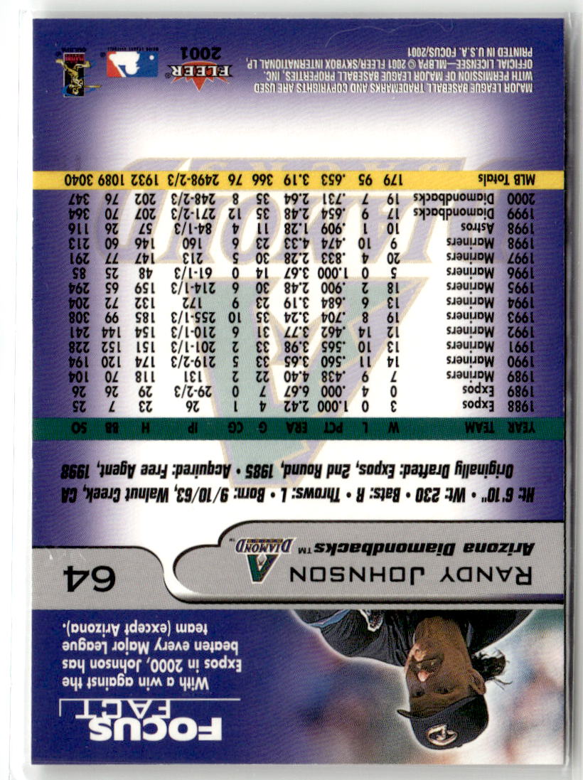2001 Fleer Focus Randy Johnson #64 back