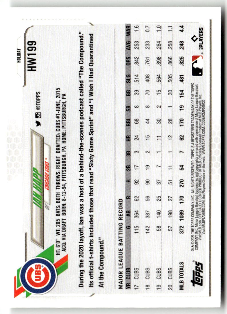 2021 Topps Holiday Mega Box Ian Happ #HW199 back