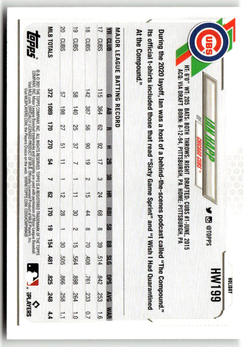 2021 Topps Holiday Mega Box Ian Happ #HW199 back