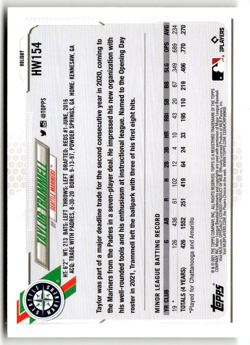 2021 Topps Holiday Mega Box Taylor Trammell #HW154 (RC) back