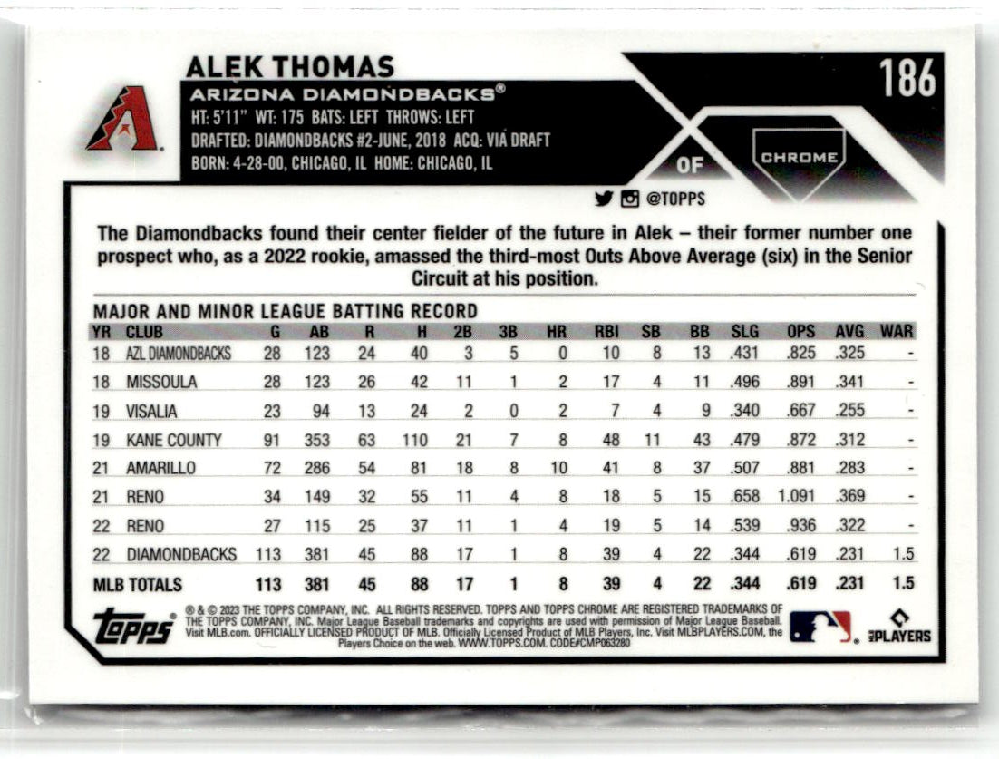 2023 Topps Chrome Alek Thomas [Logofractor] #186 back