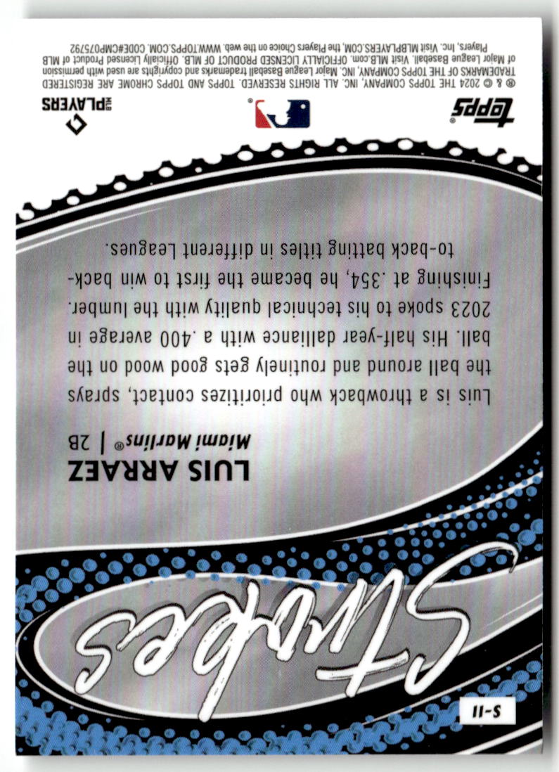 2024 Topps Chrome Strokes Luis Arraez #S-11 back