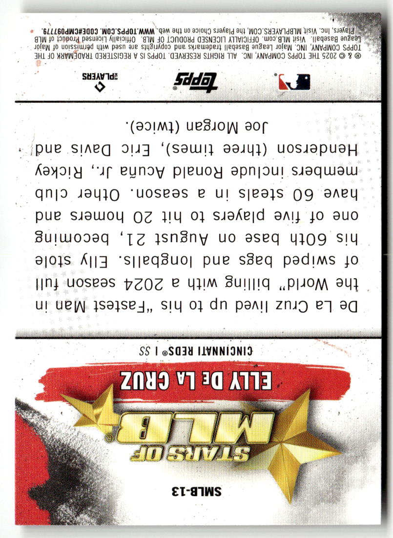 2025 Topps Stars of MLB Elly De La Cruz #SMLB-13 back