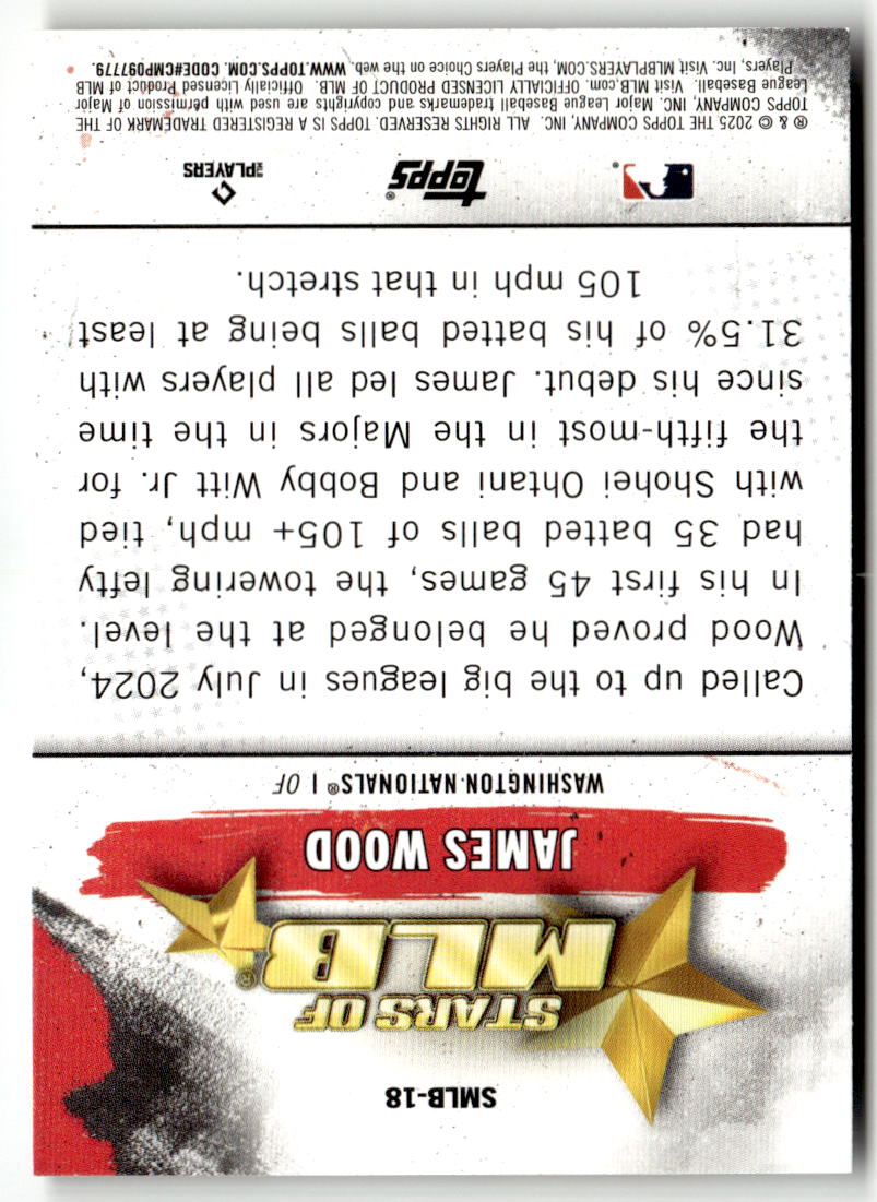 2025 Topps Stars of MLB James Wood #SMLB-18 (RC) back