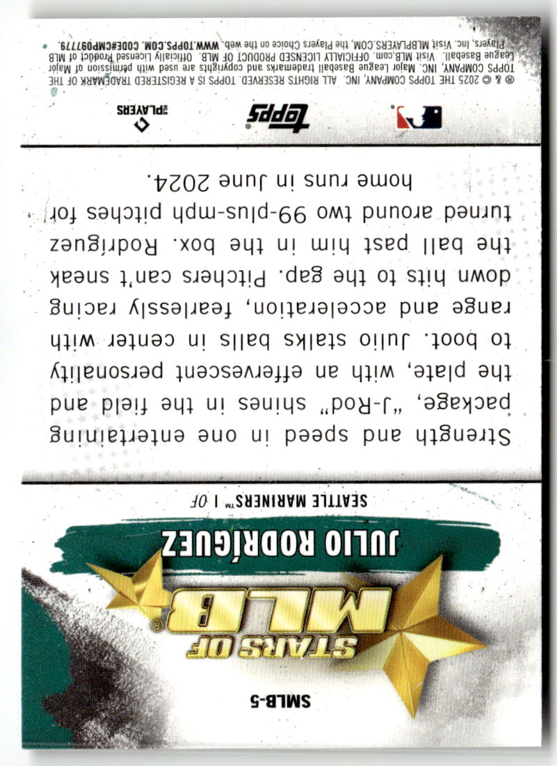 2025 Topps Stars of MLB Julio Rodriguez #SMLB-5 back