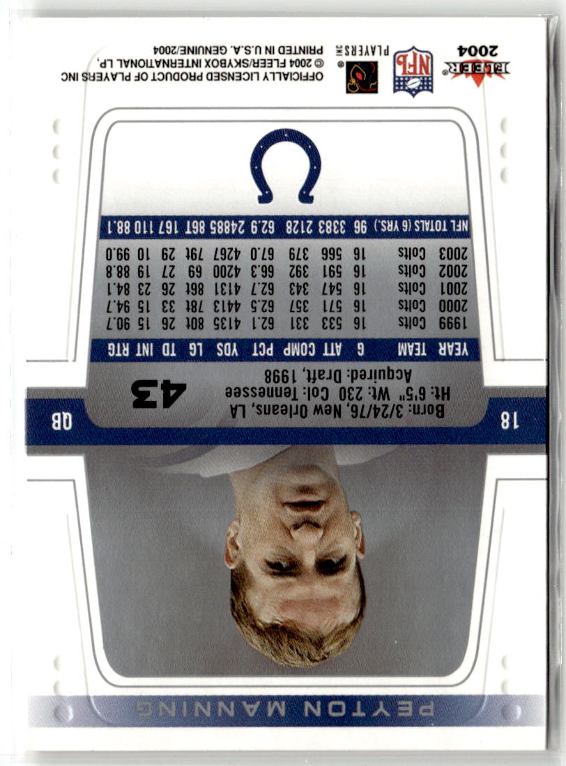 2004 Fleer Genuine Peyton Manning #43 back
