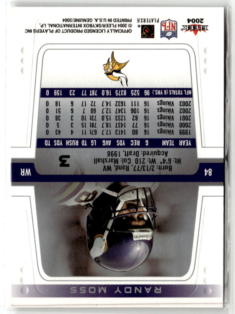2004 Fleer Genuine Randy Moss #3 back