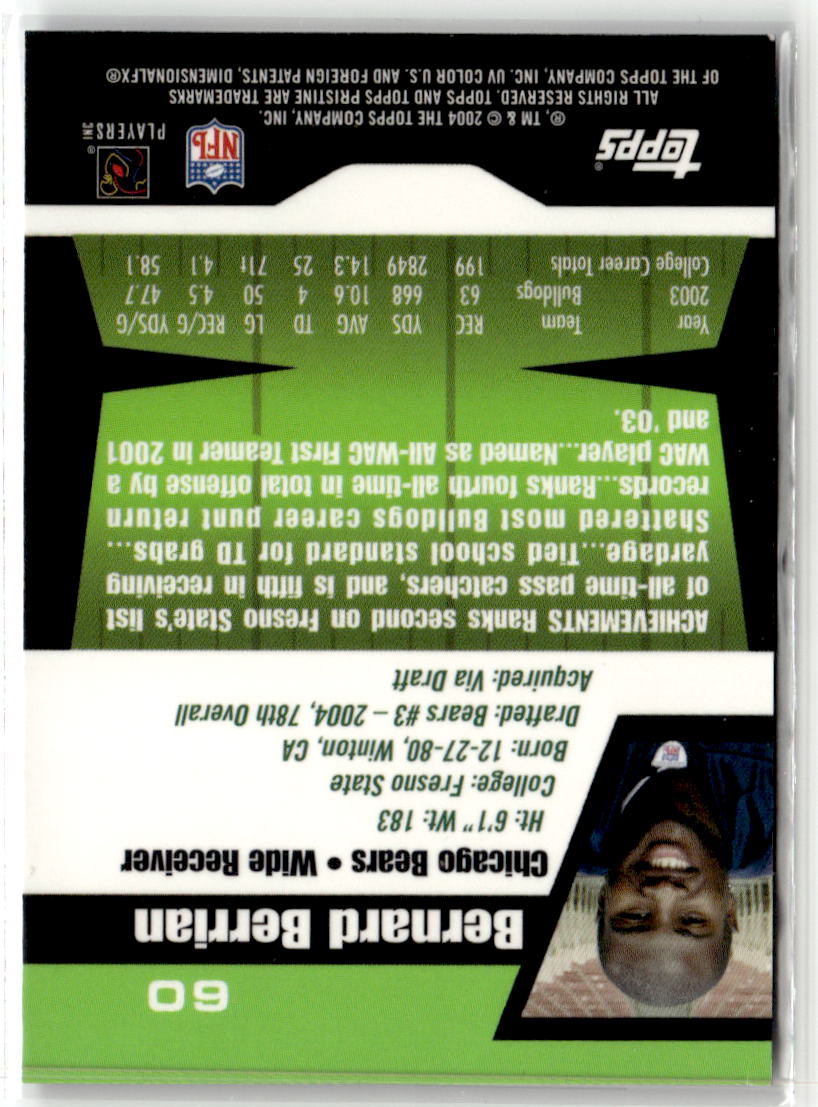 2004 Topps Pristine Bernard Berrian #60 back