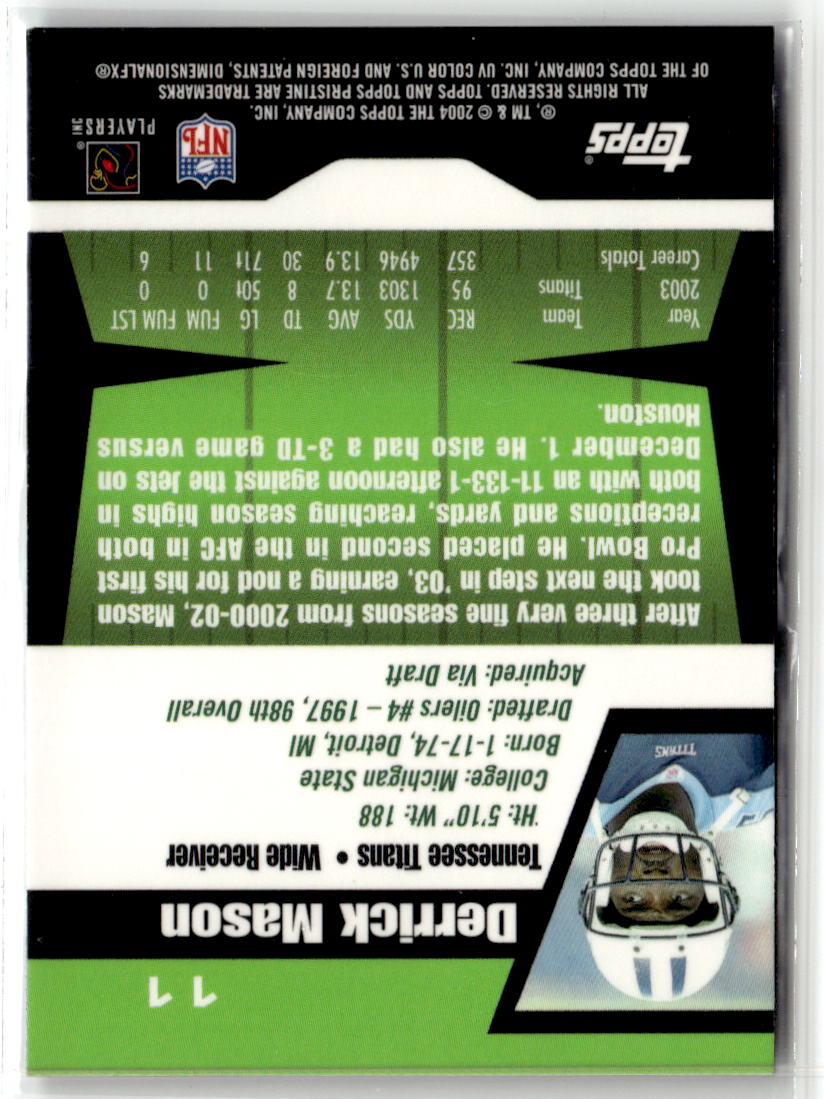 2004 Topps Pristine Derrick Mason #11 back