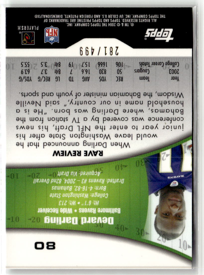 2004 Topps Pristine Devard Darling #80 back