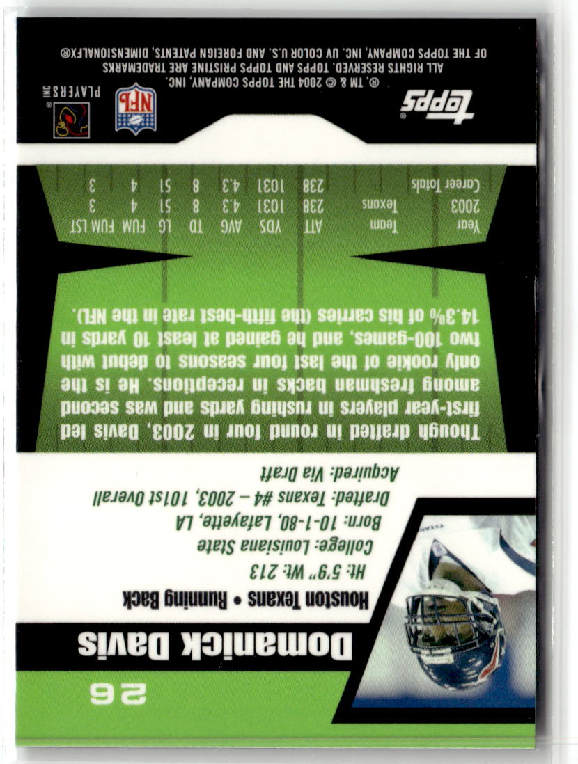 2004 Topps Pristine Domanick Davis #26 back
