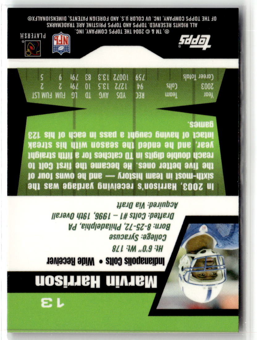 2004 Topps Pristine Marvin Harrison #13 back