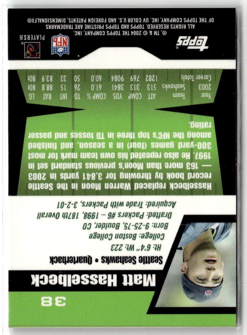 2004 Topps Pristine Matt Hasselbeck #38 back