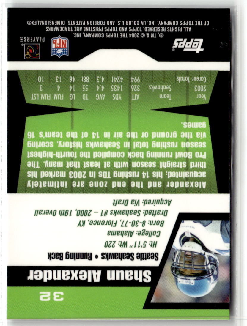 2004 Topps Pristine Shaun Alexander #32 back