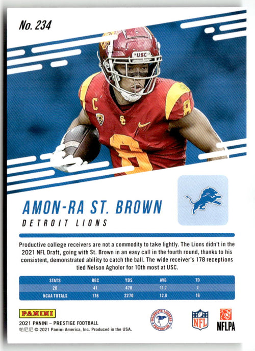 2021 Panini Prestige Amon Ra St. Brown #234 (RC) back