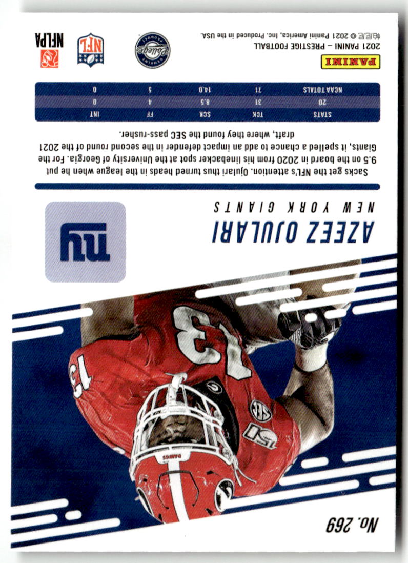 2021 Panini Prestige Azeez Ojulari [Xtra Points Astral] #269 back