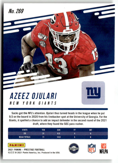 2021 Panini Prestige Azeez Ojulari [Xtra Points Astral] #269 back