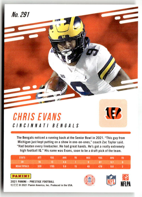 2021 Panini Prestige Chris Evans #291 (RC) back