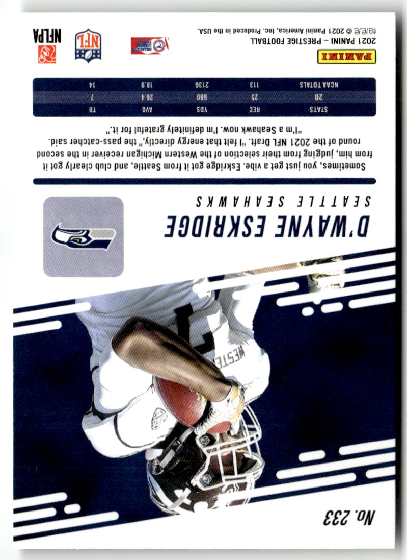 2021 Panini Prestige D'Wayne Eskridge #233 (RC)