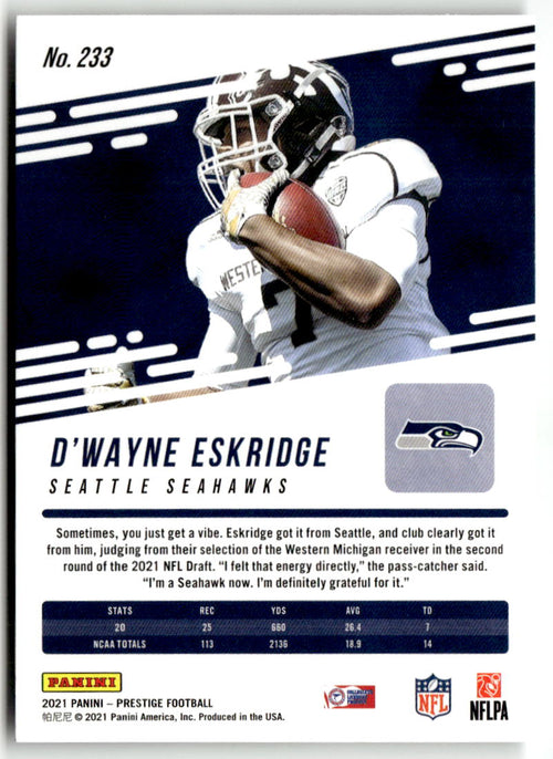 2021 Panini Prestige D'Wayne Eskridge #233 (RC)