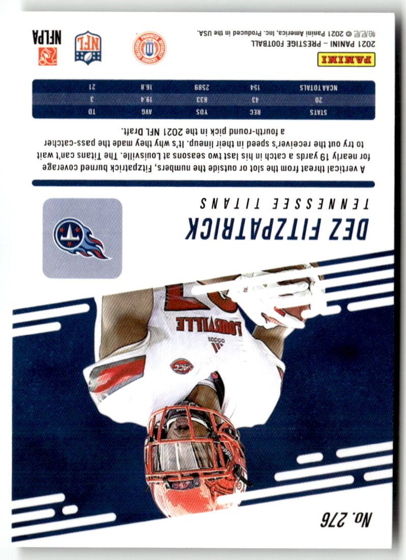 2021 Panini Prestige Dez Fitzpatrick #276 (RC) back