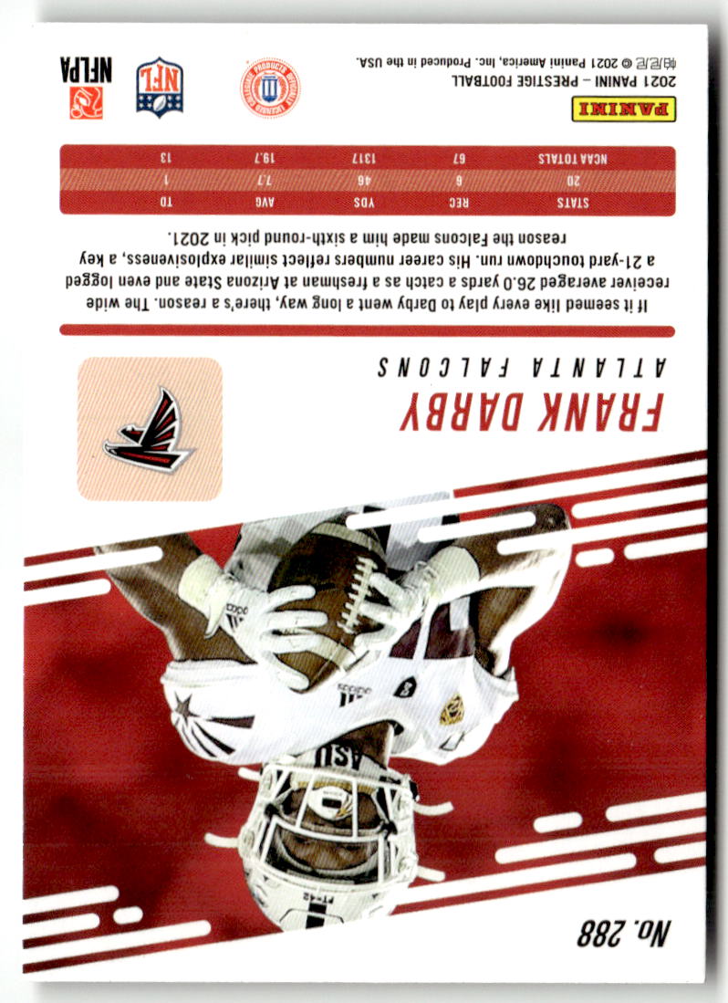 2021 Panini Prestige Frank Darby [Xtra Points Astral] #288 back